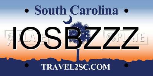 IOSBZZZ South Carolina License Plate