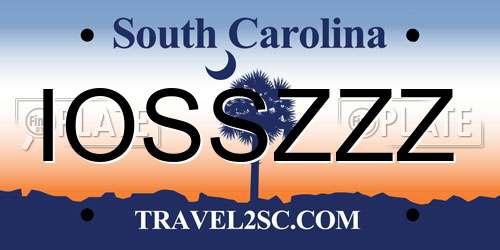 IOSSZZZ South Carolina License Plate