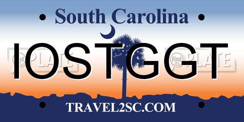 IOSTGGT South Carolina License Plate