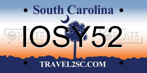 IOSY52 South Carolina License Plate