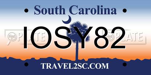 IOSY82 South Carolina License Plate