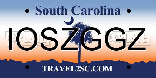 IOSZGGZ South Carolina License Plate