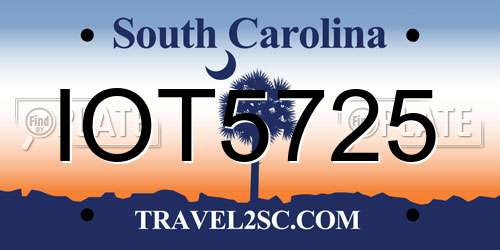 IOT5725 South Carolina License Plate