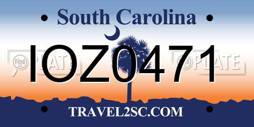 IOZ0471 South Carolina License Plate