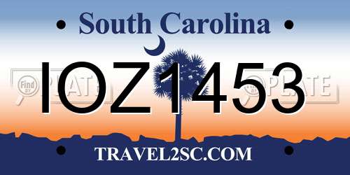 IOZ1453 South Carolina License Plate