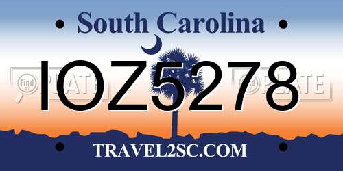 IOZ5278 South Carolina License Plate