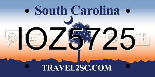 IOZ5725 South Carolina License Plate