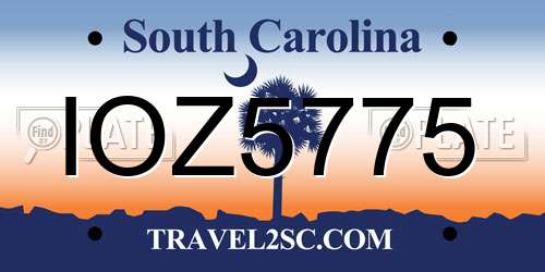 IOZ5775 South Carolina License Plate