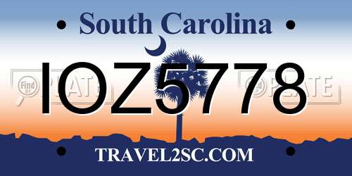 IOZ5778 South Carolina License Plate