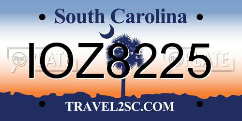 IOZ8225 South Carolina License Plate