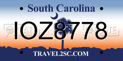 IOZ8778 South Carolina License Plate