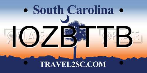 IOZBTTB South Carolina License Plate