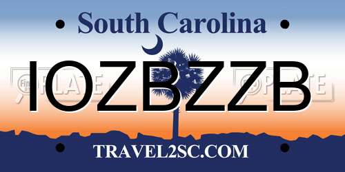 IOZBZZB South Carolina License Plate
