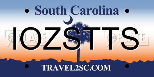 IOZSTTS South Carolina License Plate