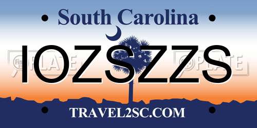 IOZSZZS South Carolina License Plate