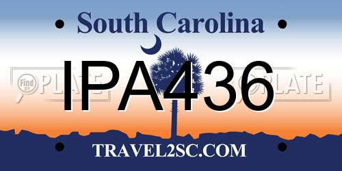 IPA436 South Carolina License Plate