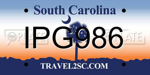IPG986 South Carolina License Plate
