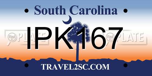 IPK167 South Carolina License Plate