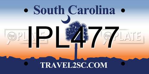 IPL477 South Carolina License Plate