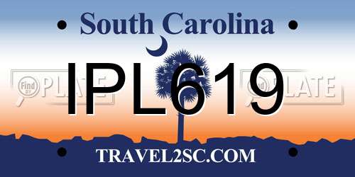 IPL619 South Carolina License Plate