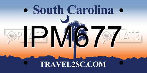 IPM677 South Carolina License Plate