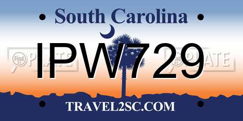 IPW729 South Carolina License Plate