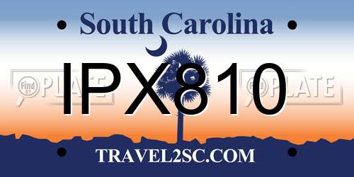 IPX810 South Carolina License Plate