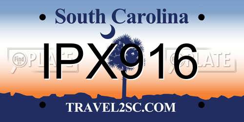IPX916 South Carolina License Plate