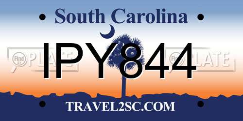 IPY844 South Carolina License Plate