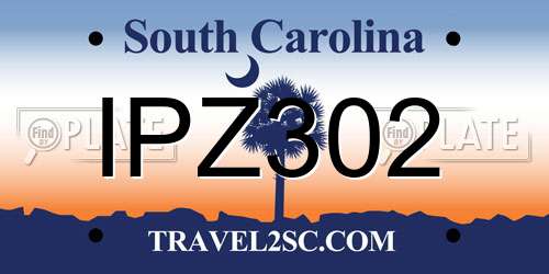IPZ302 South Carolina License Plate