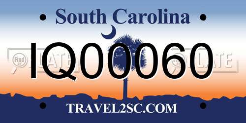 IQ00060 South Carolina License Plate