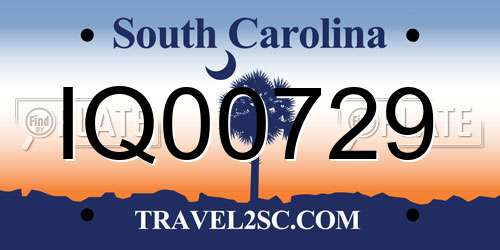 IQ00729 South Carolina License Plate