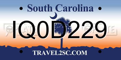 IQ0D229 South Carolina License Plate
