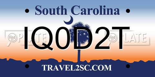 IQ0D2T South Carolina License Plate