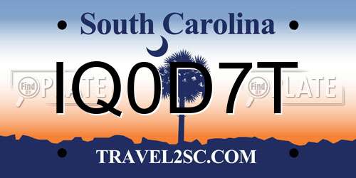 IQ0D7T South Carolina License Plate