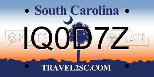 IQ0D7Z South Carolina License Plate