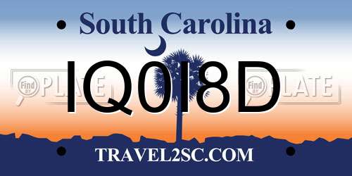 IQ0I8D South Carolina License Plate