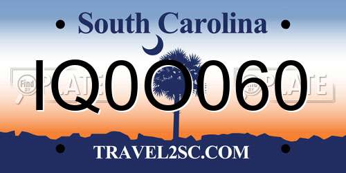IQ0O060 South Carolina License Plate