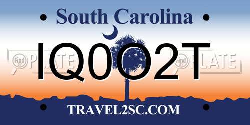 IQ0O2T South Carolina License Plate