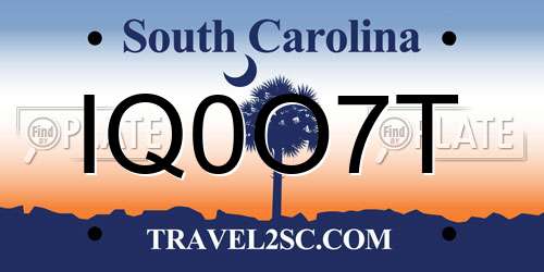 IQ0O7T South Carolina License Plate