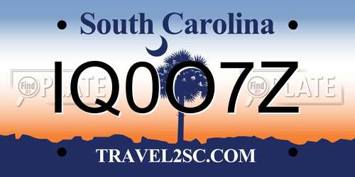 IQ0O7Z South Carolina License Plate