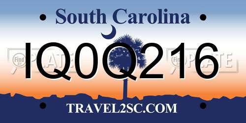 IQ0Q216 South Carolina License Plate