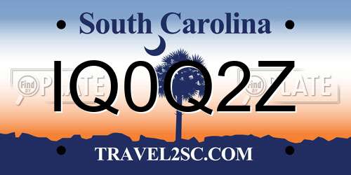IQ0Q2Z South Carolina License Plate