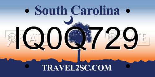 IQ0Q729 South Carolina License Plate