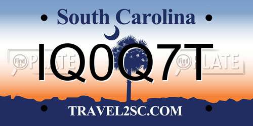 IQ0Q7T South Carolina License Plate