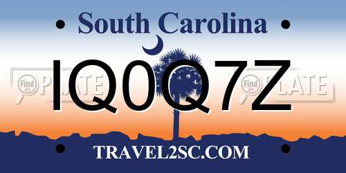 IQ0Q7Z South Carolina License Plate