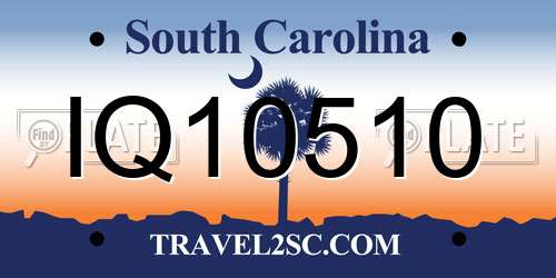 IQ10510 South Carolina License Plate
