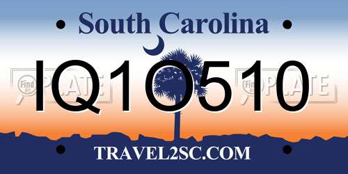 IQ1O510 South Carolina License Plate