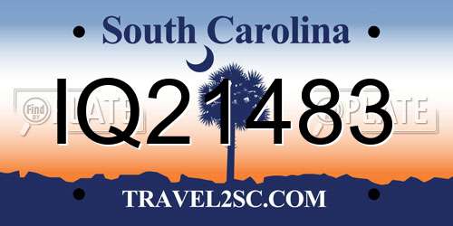 IQ21483 South Carolina License Plate