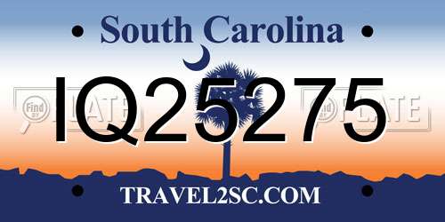 IQ25275 South Carolina License Plate
